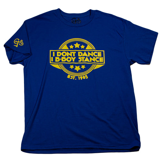 I Don't Dance I B-Boy Stance T-Shirt (Royal Blue/Yellow)